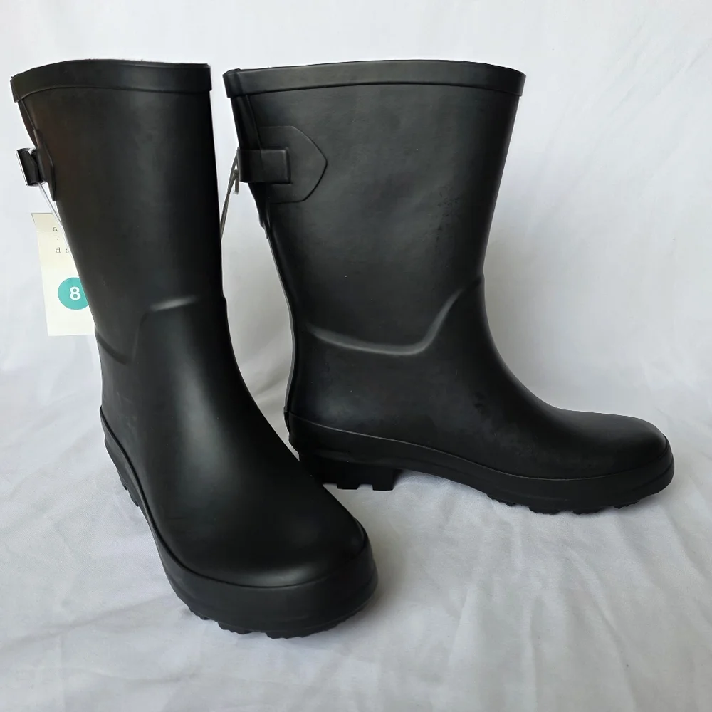Womens Vicki Mid Calf Rain Boots | A New Day | Black NWT